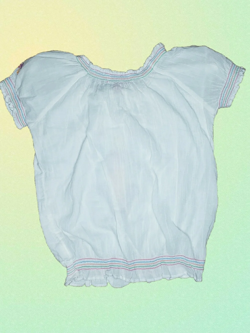 The Children's Place White Embroidered Floral Peasant Top